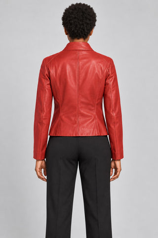 Women Genuine Leather Jacket 22SGE590847 Red