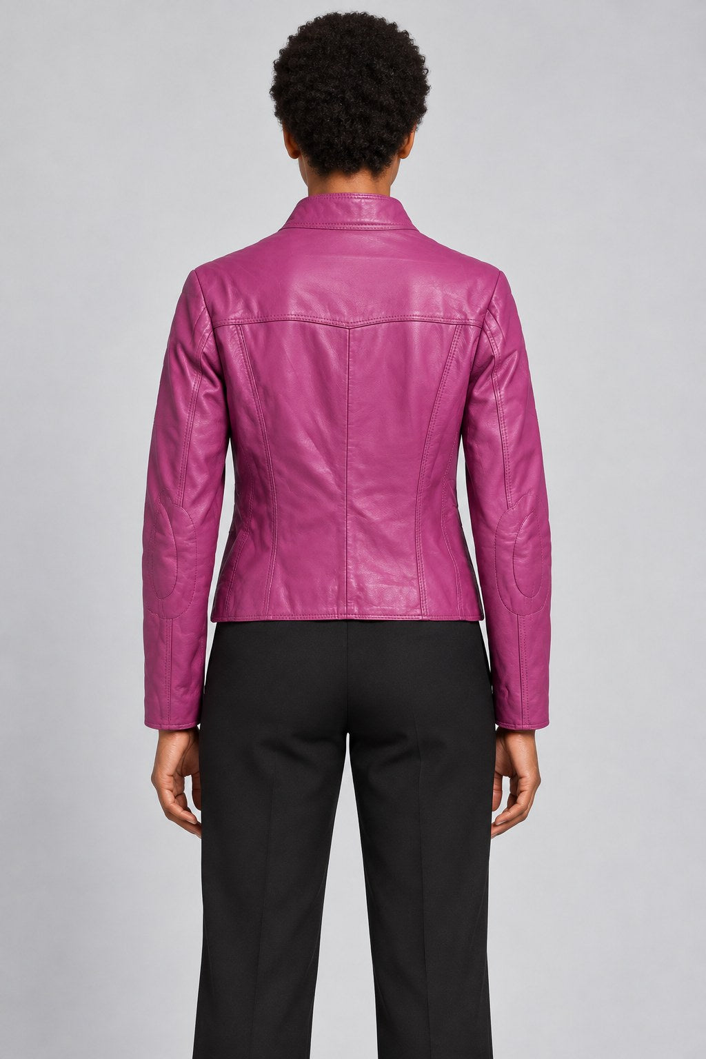 Women Genuine Leather Jacket 22SGE5960R3 Fuchsia