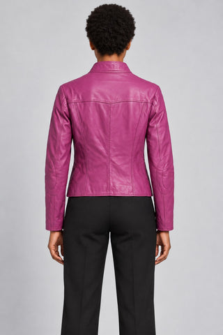 Women Genuine Leather Jacket 22SGE5960R3 Fuchsia