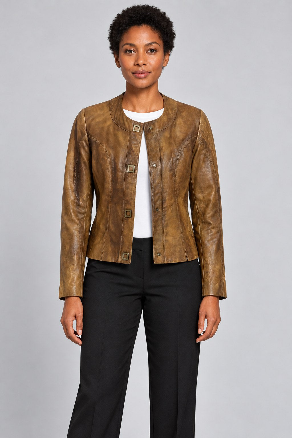 Women Genuine Leather Jacket 22WGE5994NC Camel