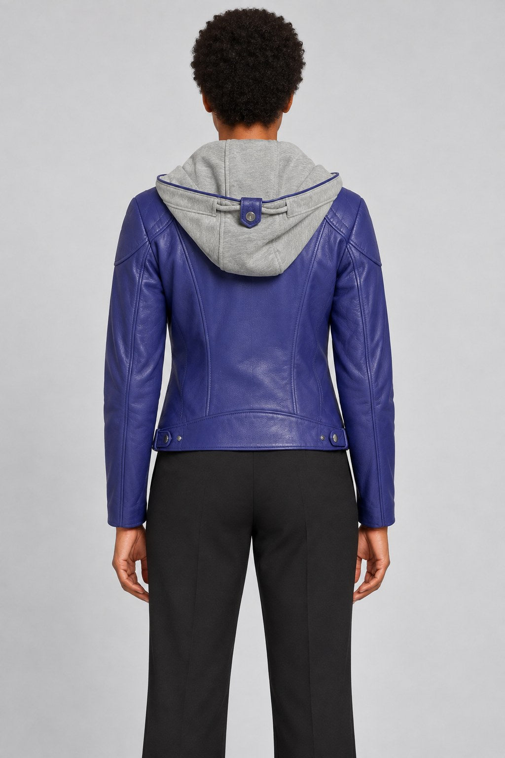 Women Genuine Leather Jacket 22WGM599951 Blue