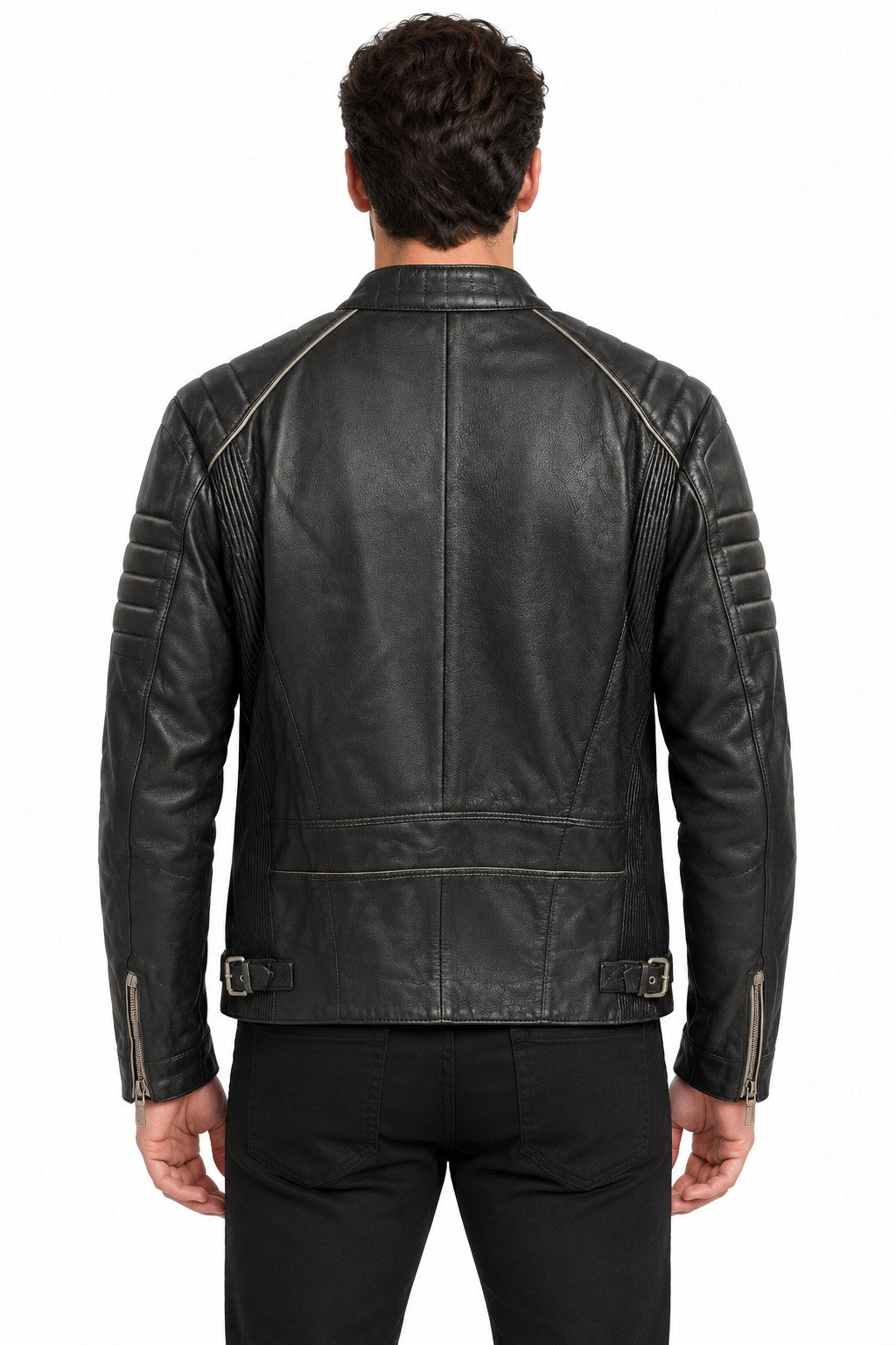 Men Genuine Leather Jacket 18WGD6294CY Black