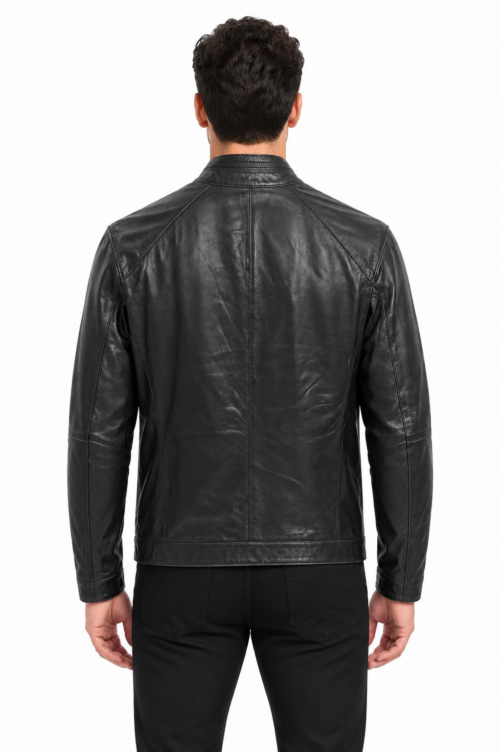 Men Genuine Leather Jacket 19WGE63611M Black