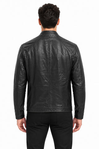 Men Genuine Leather Jacket 19WGE63611M Black