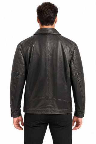 Men Genuine Leather Jacket 19WGE63701M Black
