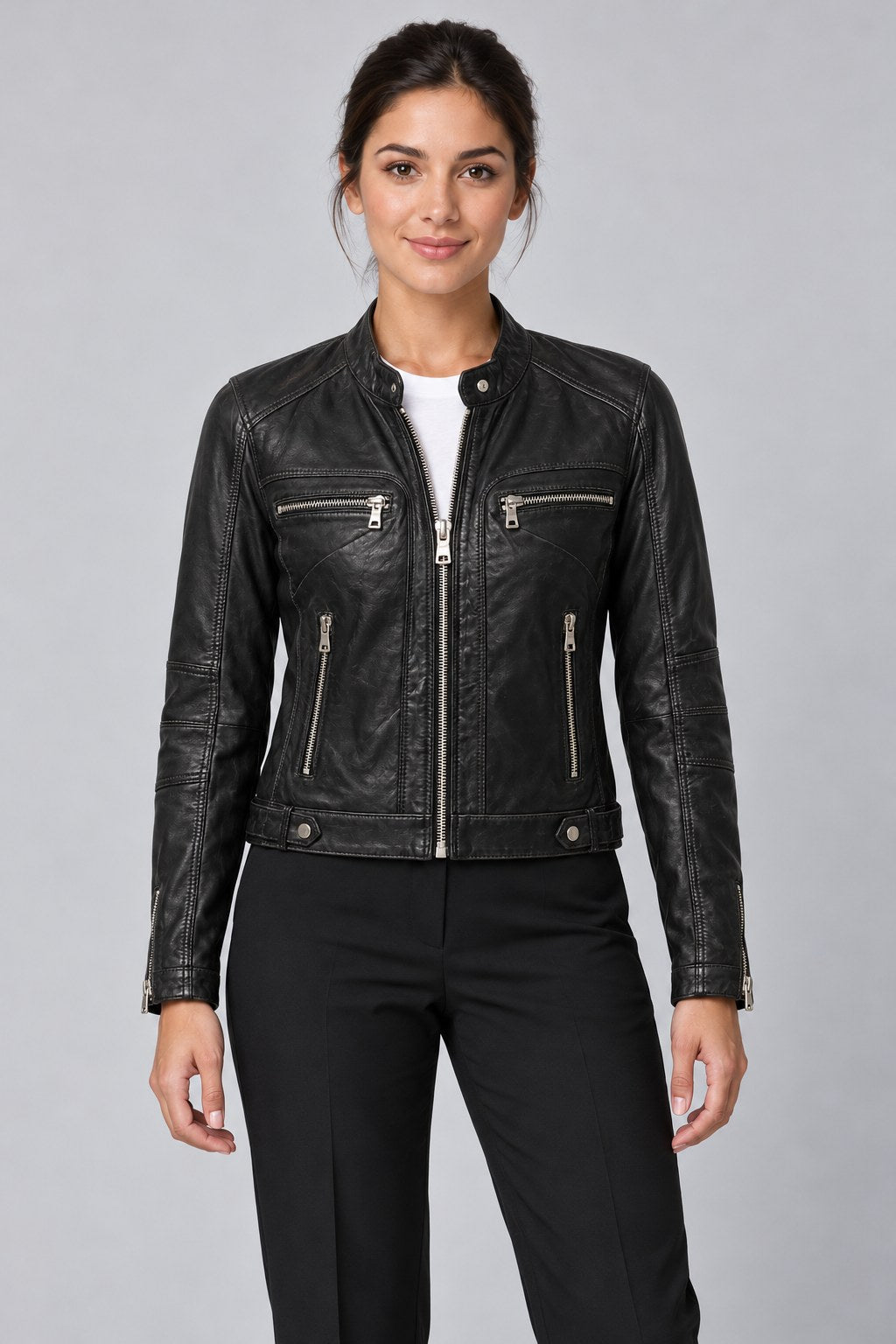 Women Genuine Leather Jacket 20WGE58921M Black