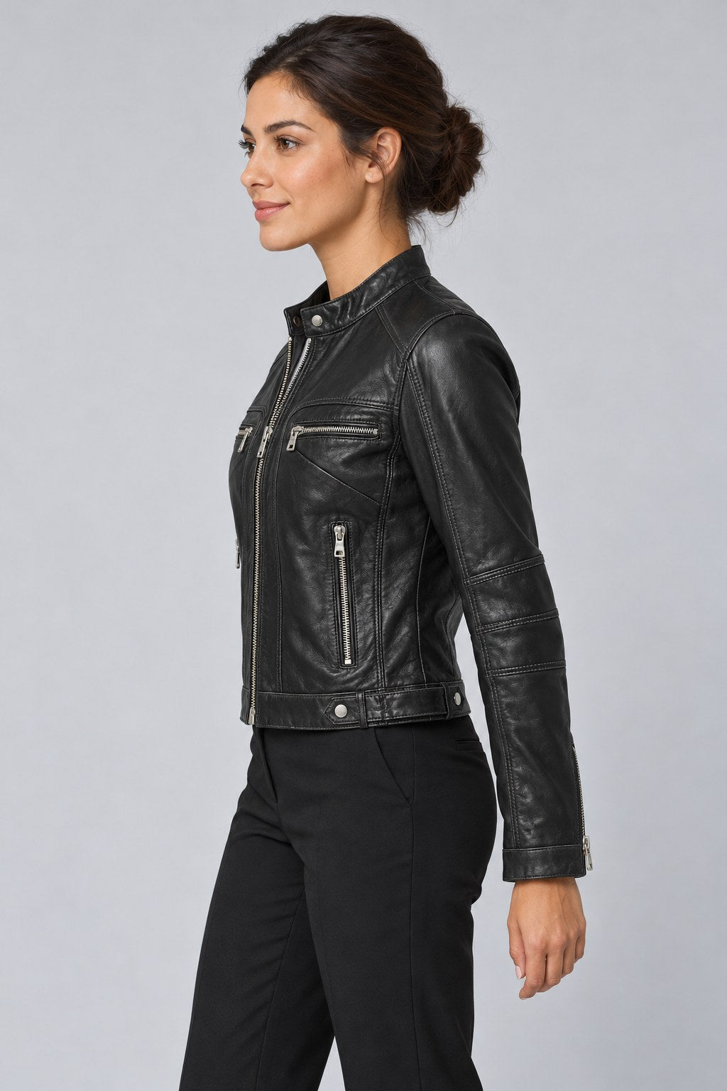 Women Genuine Leather Jacket 20WGE58921M Black