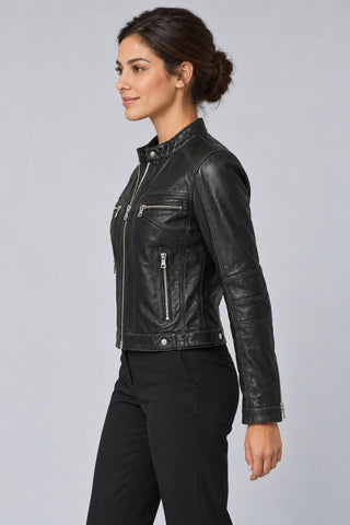 Women Genuine Leather Jacket 20WGE58921M Black