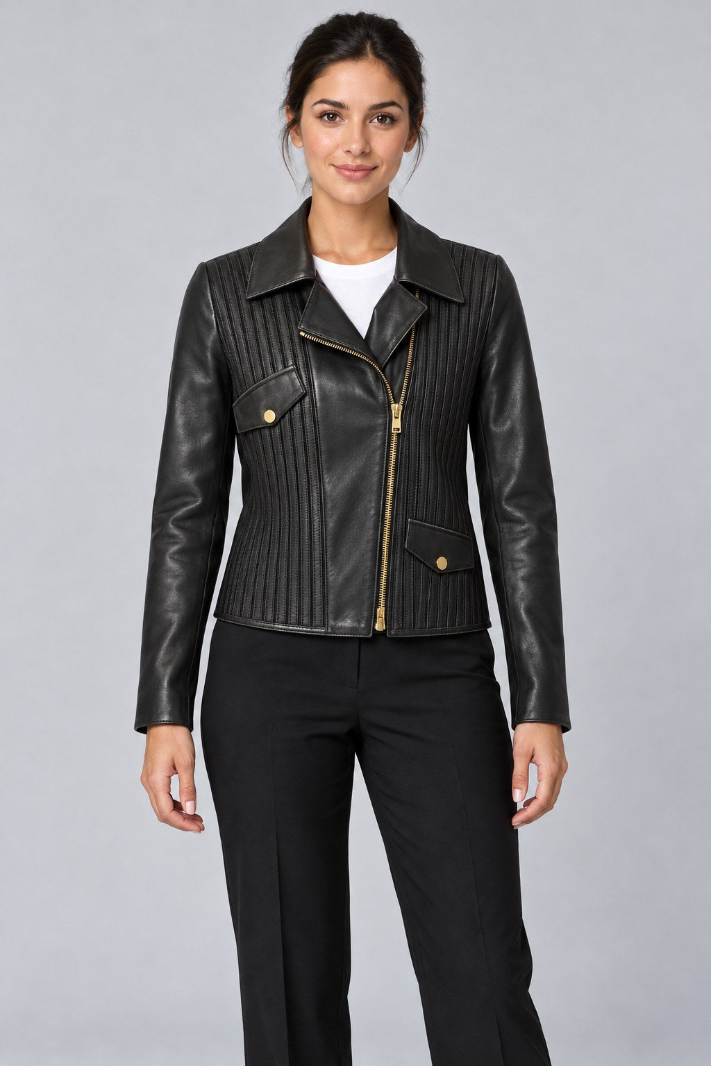 Women Genuine Leather Jacket 22SGD59716S Black