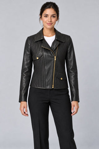 Women Genuine Leather Jacket 22SGD59716S Black