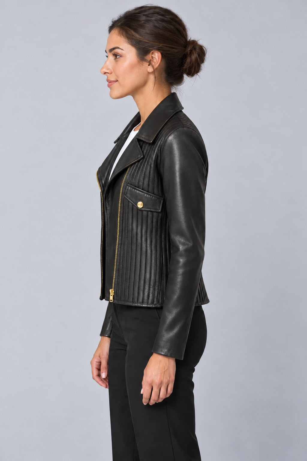Women Genuine Leather Jacket 22SGD59716S Black