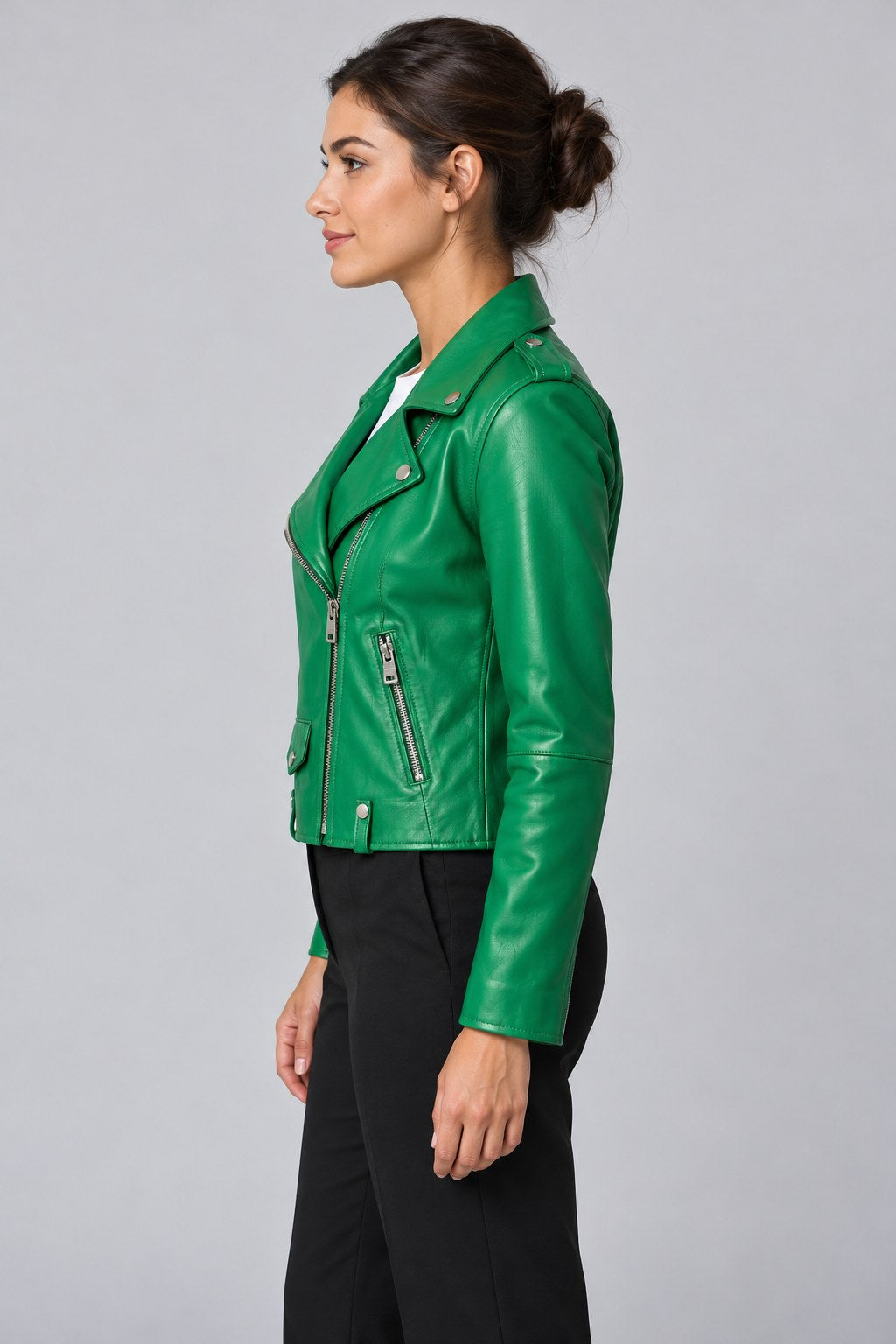 Women Genuine Leather Jacket 22SGM5794U4 Green