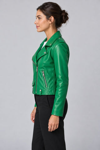 Women Genuine Leather Jacket 22SGM5794U4 Green