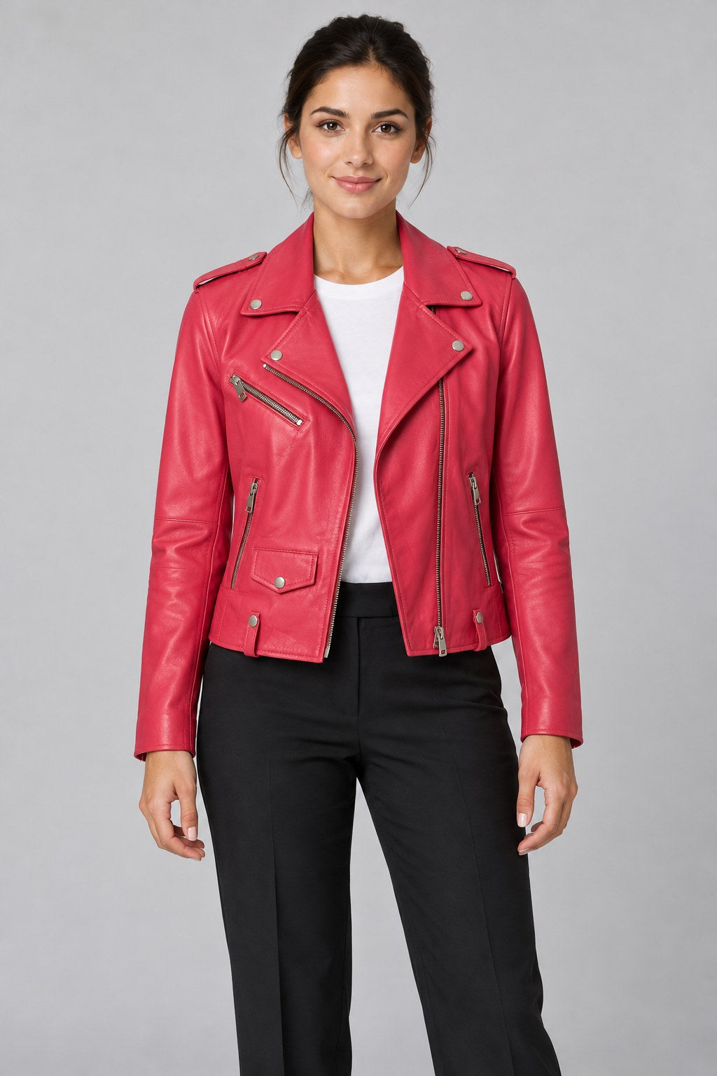 Women Genuine Leather Jacket 22SGM5794U4 Pink