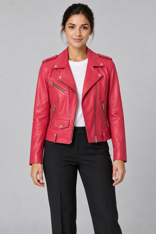 Women Genuine Leather Jacket 22SGM5794U4 Pink