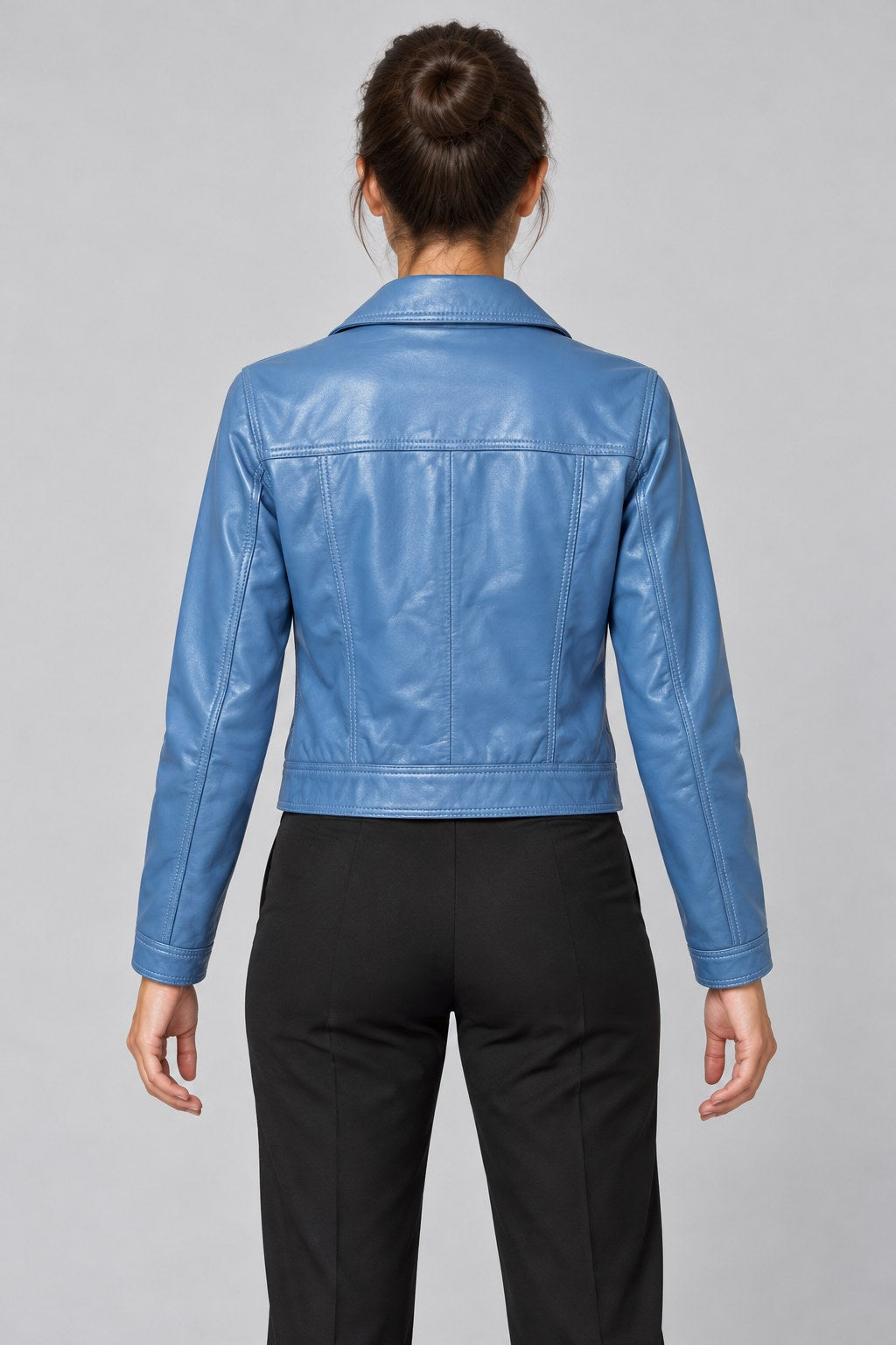 Women Genuine Leather Jacket 22SGM5988R3 Blue