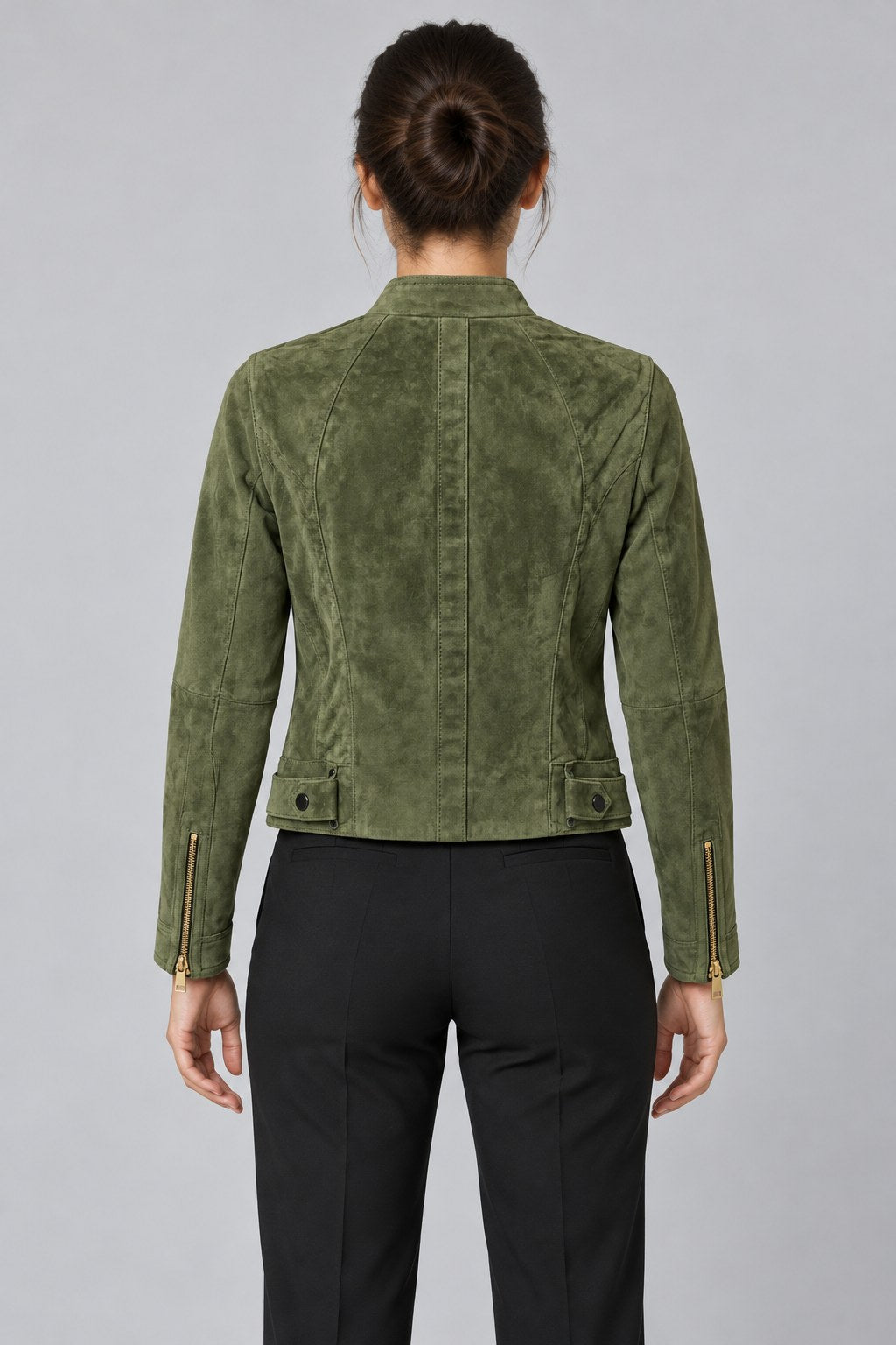 Women Genuine Leather Jacket 22WGD500210 Olive Green