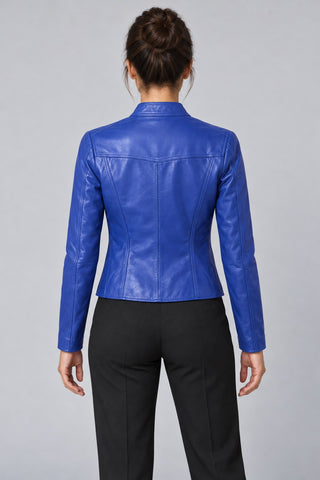 Women Genuine Leather Jacket 22WGE5960R3 Blue
