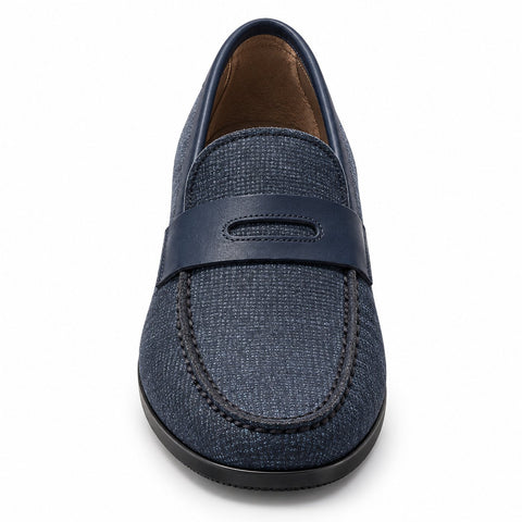 Men's Genuine Leather Shoes 22SFD604126 Navy Blue
