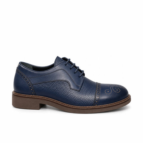 Men's Genuine Leather Shoes 22WFD6385FT Navy Blue