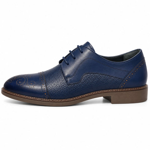 Men's Genuine Leather Shoes 22WFD6385FT Navy Blue