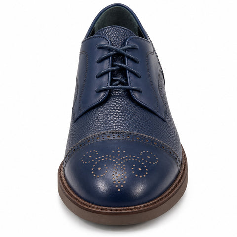 Men's Genuine Leather Shoes 22WFD6385FT Navy Blue