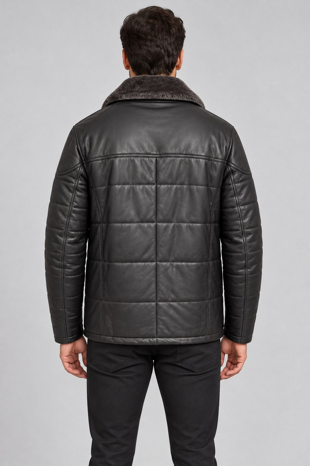 Men Genuine Leather Jacket 18WGE63151M Black