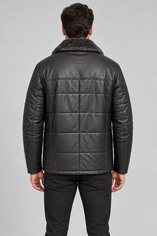 Men Genuine Leather Jacket 18WGE63151M Black