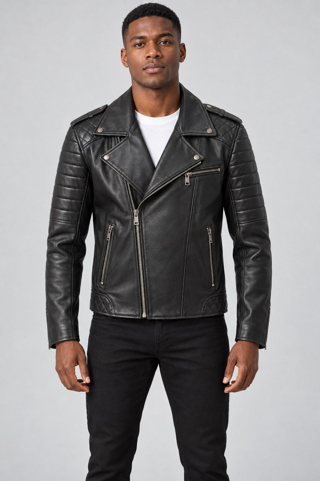 Men Genuine Leather Jacket 19WGD6371U4 Black