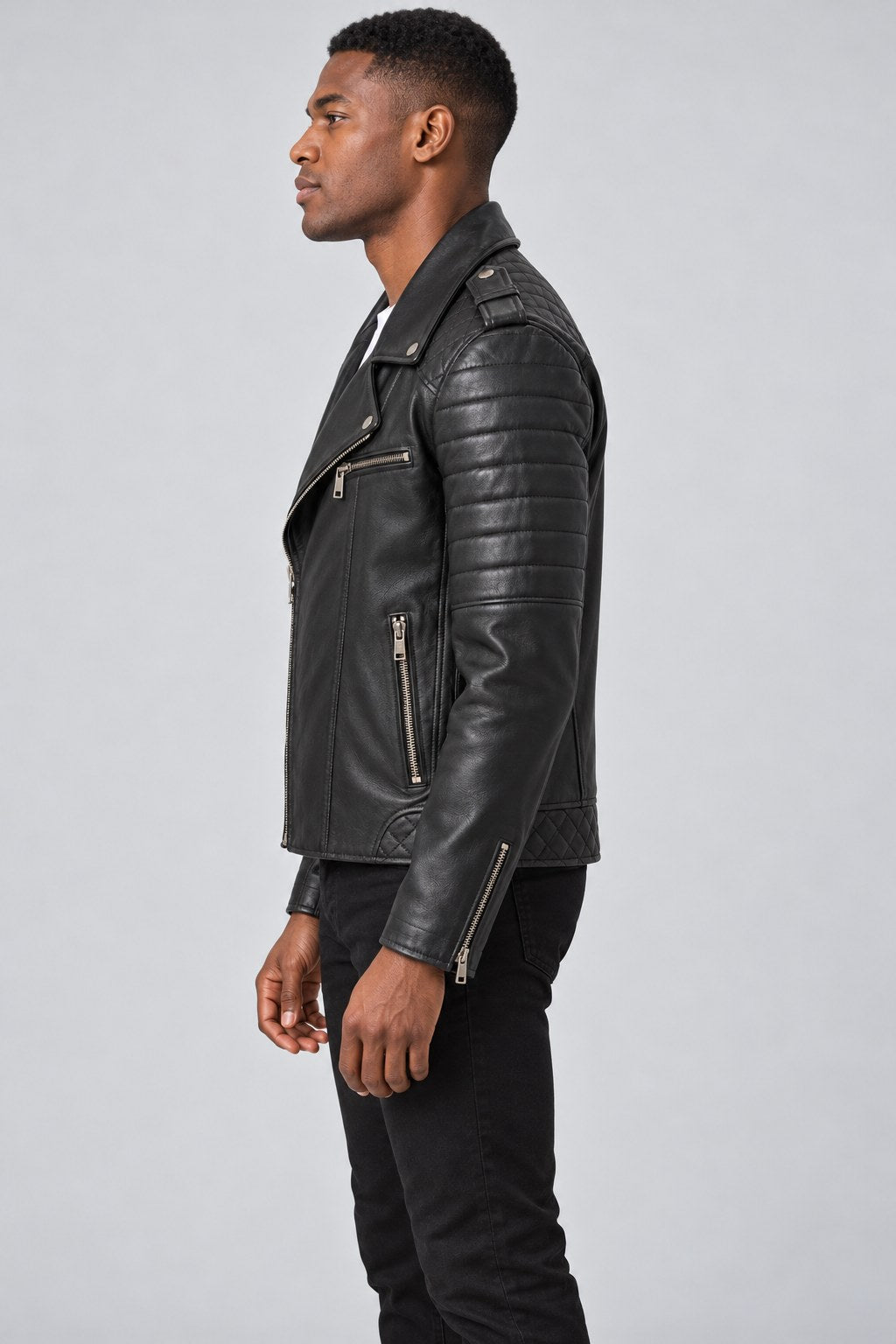Men Genuine Leather Jacket 19WGD6371U4 Black