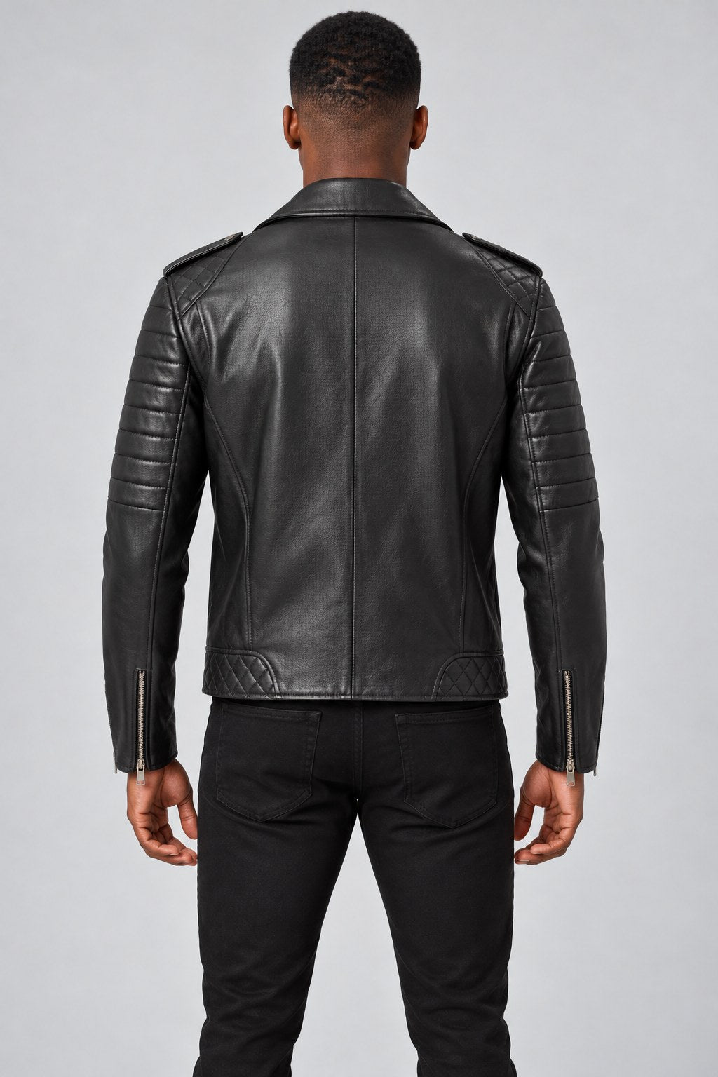 Men Genuine Leather Jacket 19WGD6371U4 Black