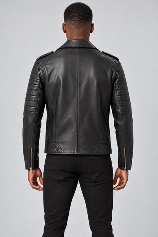 Men Genuine Leather Jacket 19WGD6371U4 Black