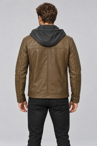 Men Genuine Leather Jacket 19WGE634047 Cognac