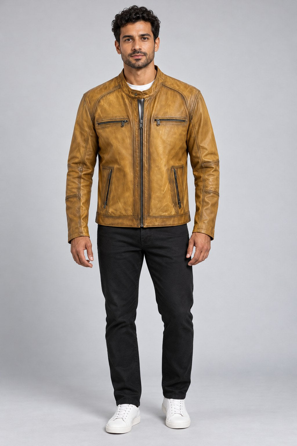 Men Genuine Leather Jacket 20SGE6330NC Camel