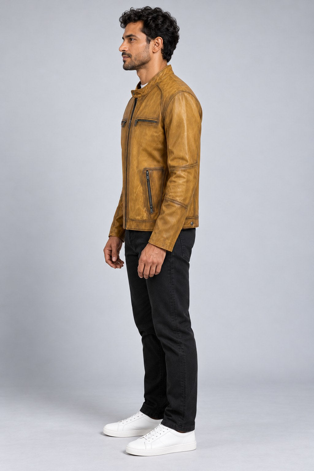Men Genuine Leather Jacket 20SGE6330NC Camel