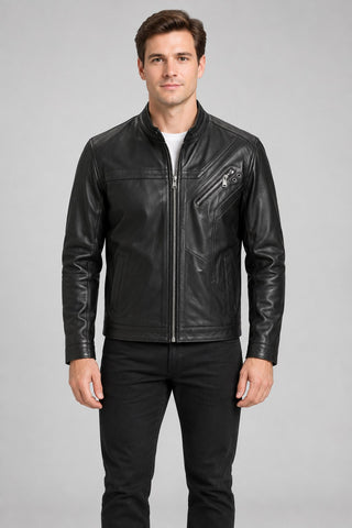 Men Genuine Leather Jacket 21WGD6415V1 Black
