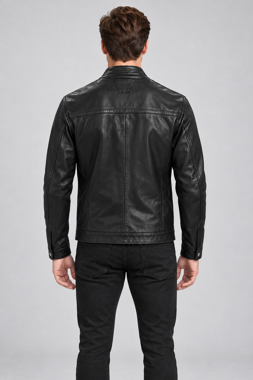 Men Genuine Leather Jacket 21WGD6415V1 Black