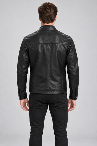 Men Genuine Leather Jacket 21WGD6415V1 Black