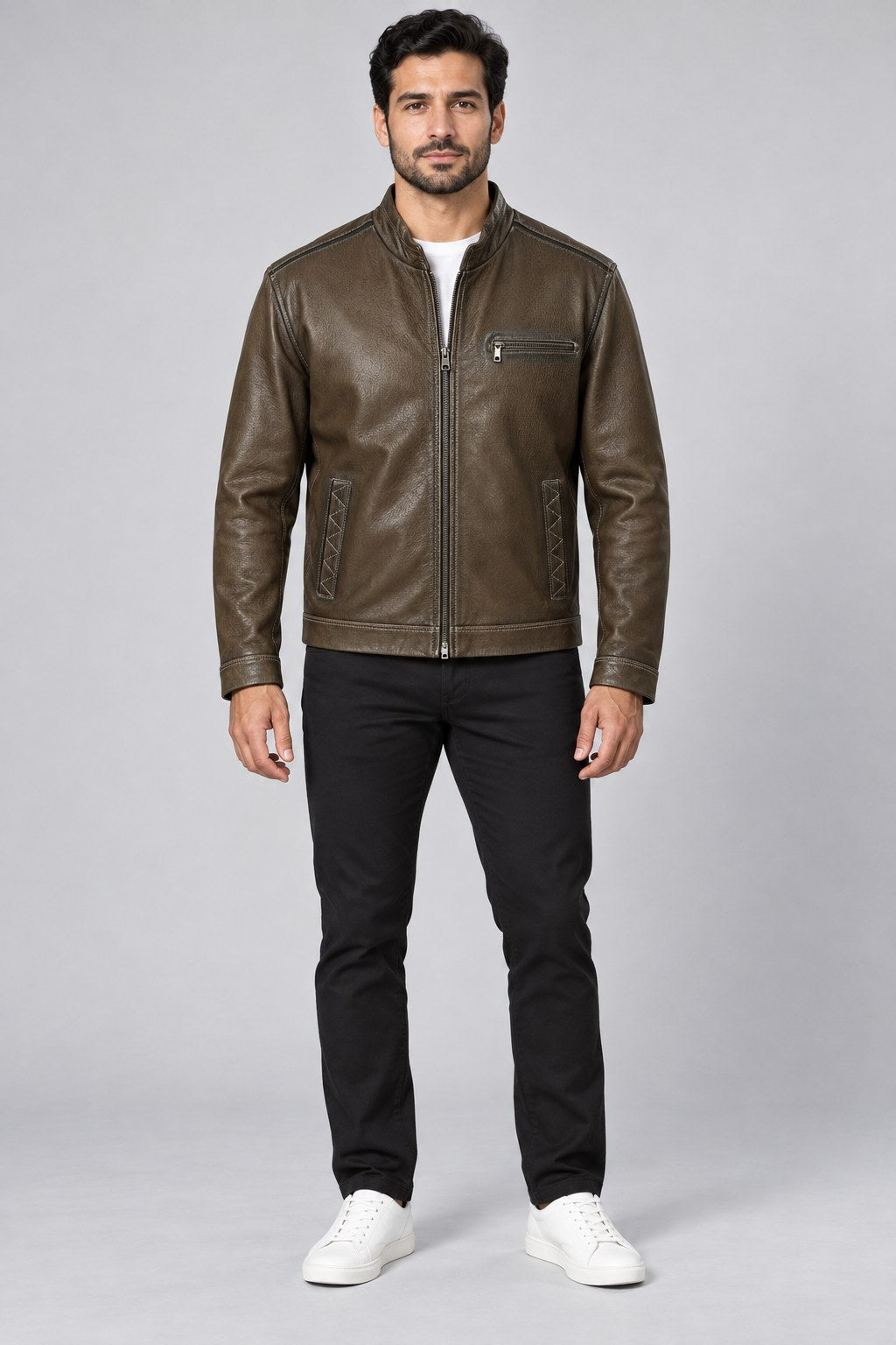 Men Genuine Leather Jacket 22WGD6451BT Light Brown