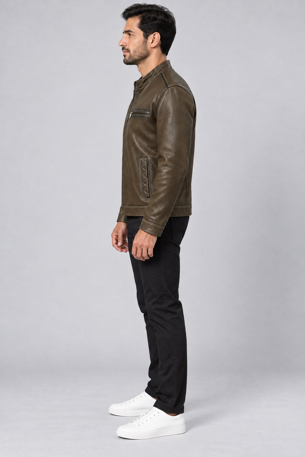 Men Genuine Leather Jacket 22WGD6451BT Light Brown