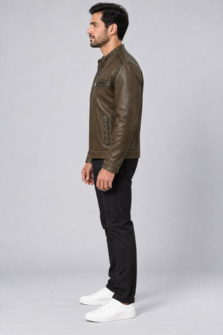 Men Genuine Leather Jacket 22WGD6451BT Light Brown