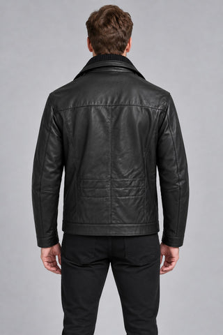 Men Genuine Leather Jacket 22WGE64441M Black