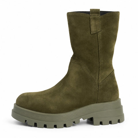 Women's Leather Boots 21WFD185310 Khaki