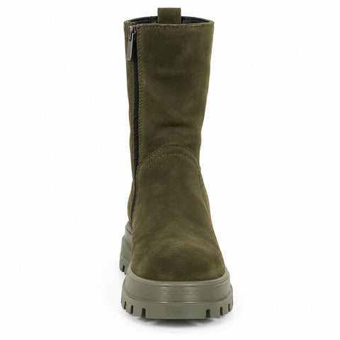 Women's Leather Boots 21WFD185310 Khaki