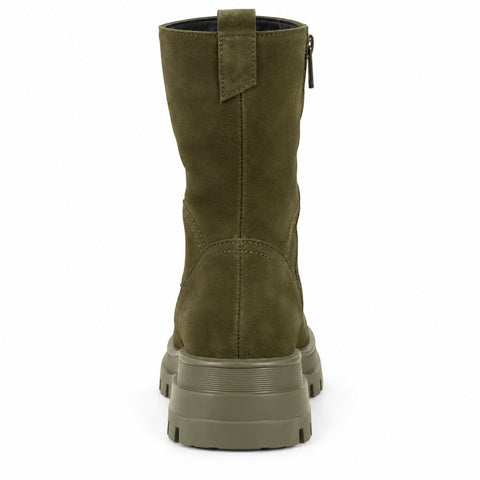 Women's Leather Boots 21WFD185310 Khaki